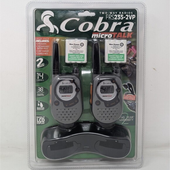 Cobra MicroTalk FRS235 Gray 14 Channel Portable 2-Way Radio Walkie Talkies NRFB - Picture 1 of 8